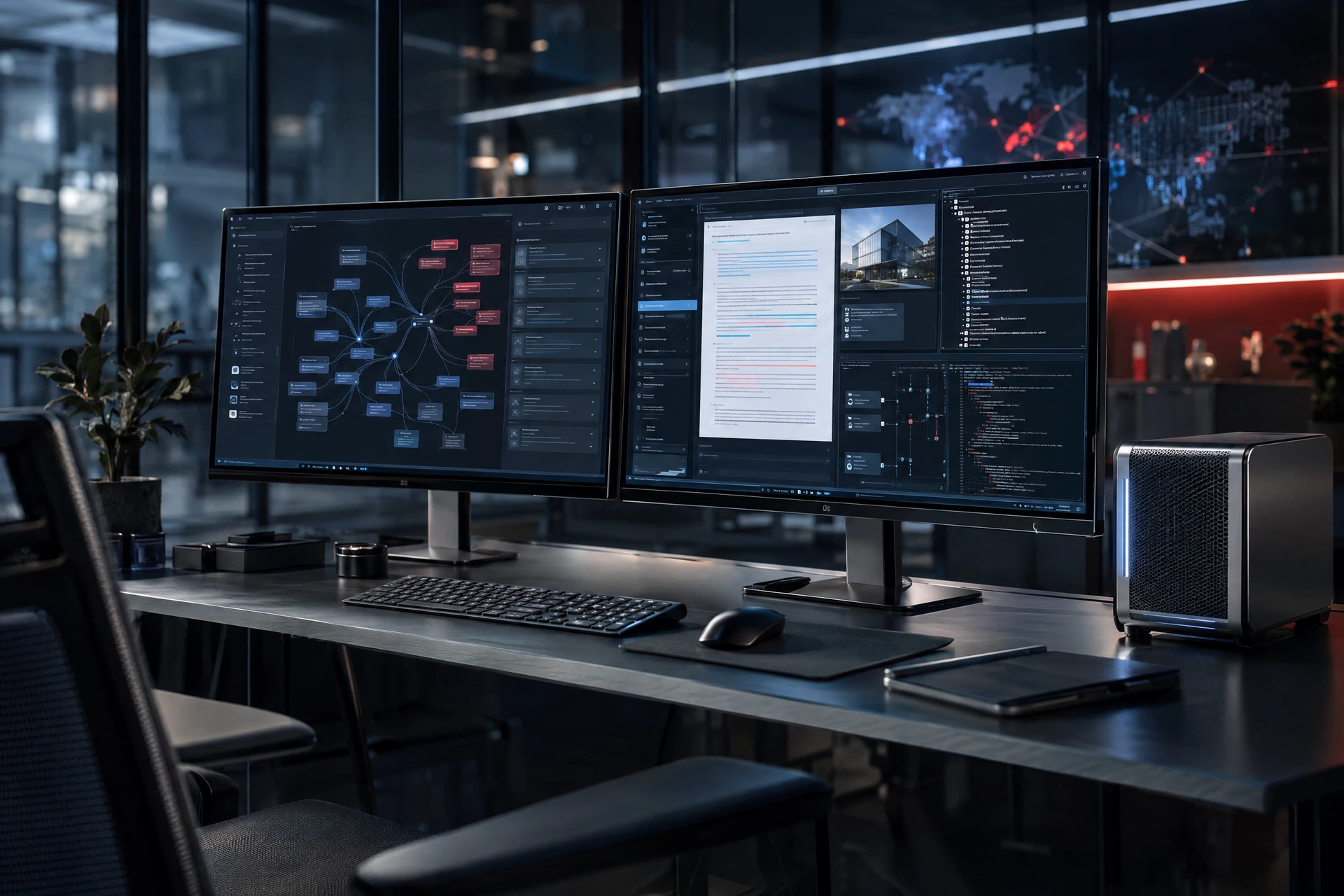 Postazione di analisi con strumenti digitali per intenzioni di ricerca, contenuti e diagnostica del sito