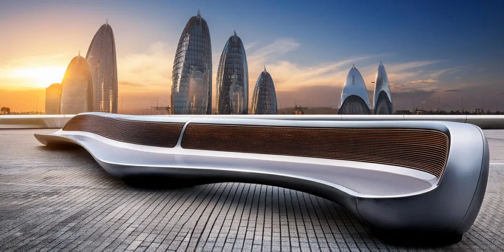 Esempio di panchina intelligente alimentata da energia solare in un contesto urbano moderno
